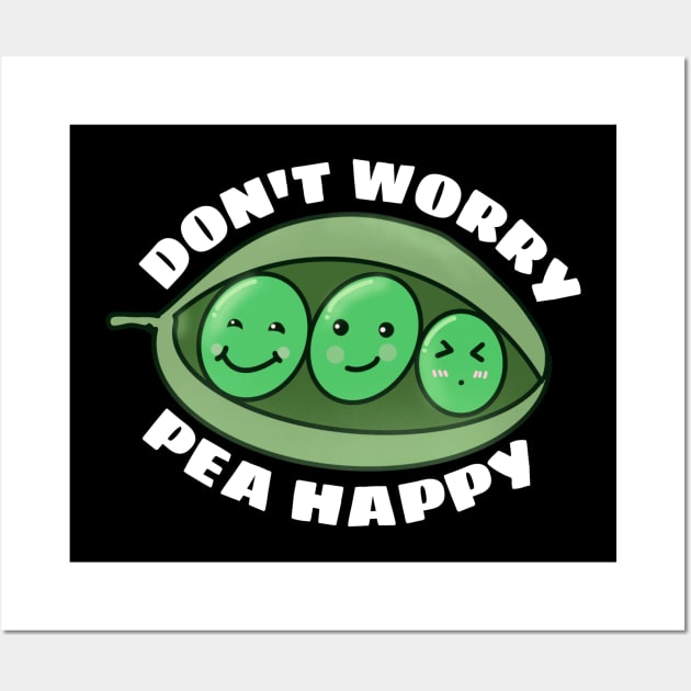 Don't Worry Pea Happy | Peas Pun Wall Art by Allthingspunny